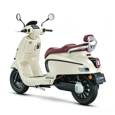 Motosikal Elektrik Retro Putih Cream 2000W Moped Vintaj Untuk Ulang-alik Bandar