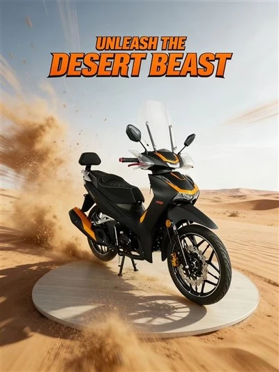 Motosikal Pengembaraan Bergaya: Hitam Matte Dengan Aksen Emas Tebal